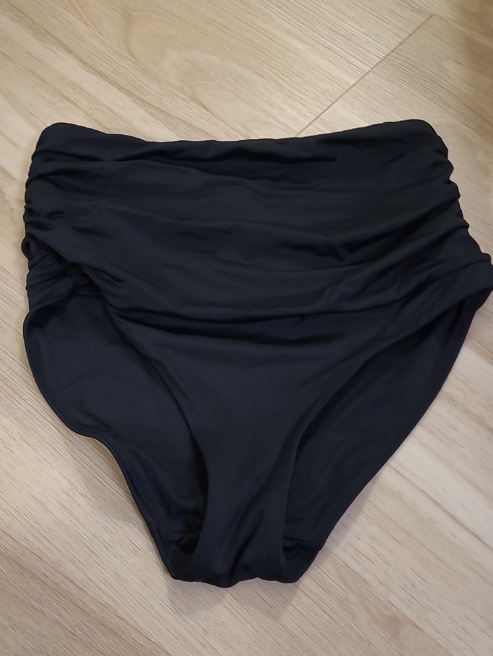 knix Black High-Waist Ruched Swim Bottom